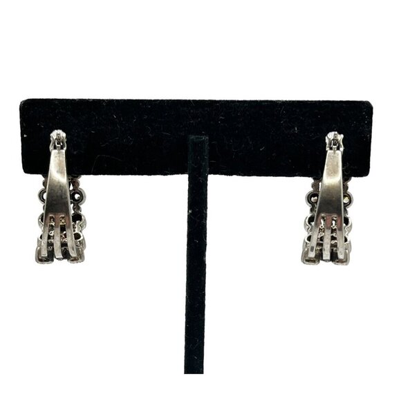 Ross‎ Simons Cubic Zirconia Cluster Huggie Hoop Earrings Silver Sparkle Glam - Picture 3 of 6